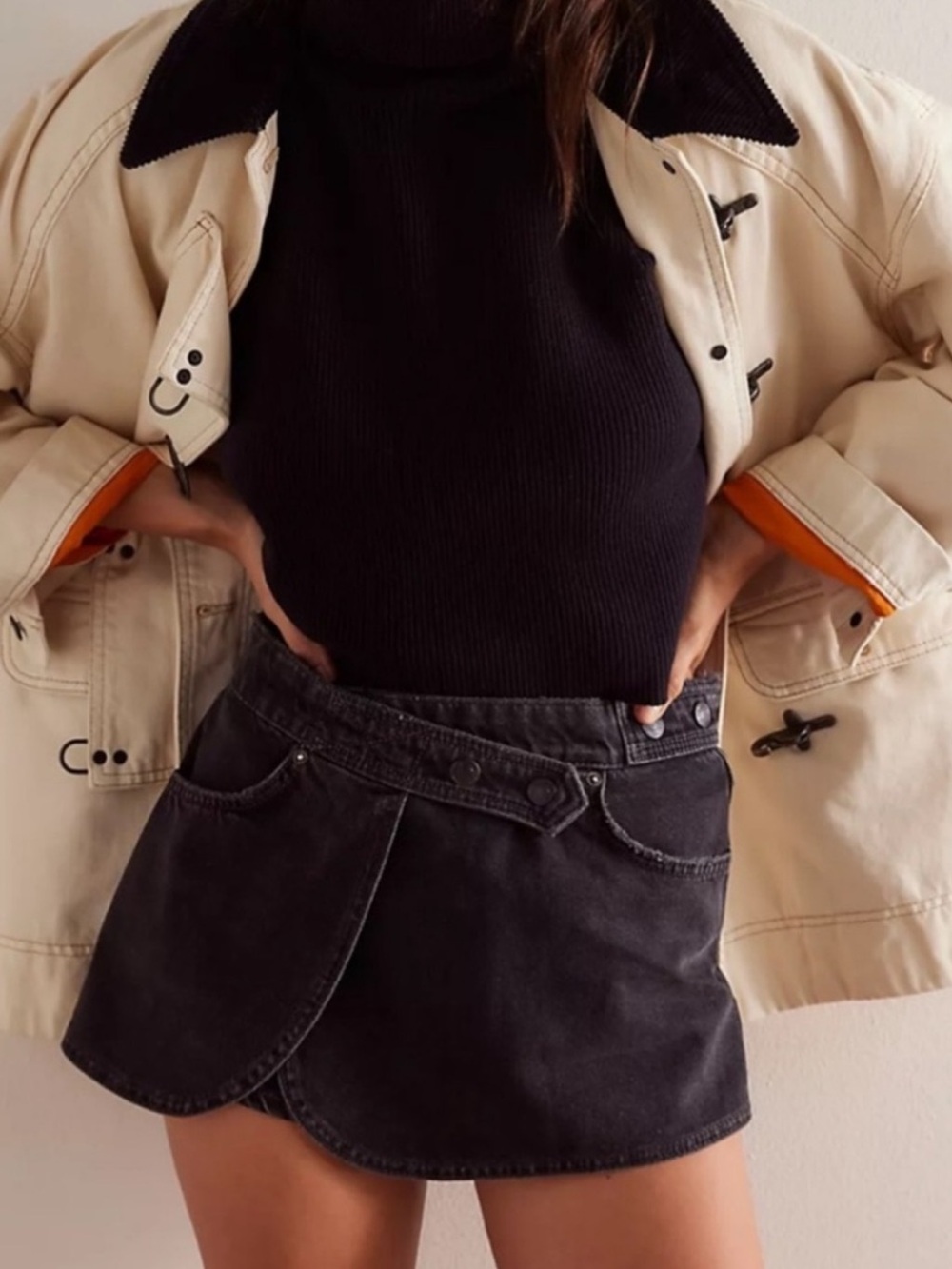 Free People Maxine Denim Wrap Skort